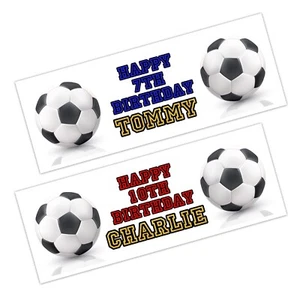 FOOTBALL HAPPY BIRTHDAY BANNER NAME PERSONALISED PARTY BOYS GIRLS KIDS - Picture 1 of 10