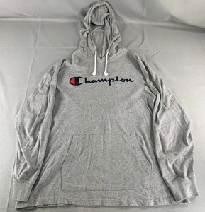 Champion Hoodie Mens XL Gray Pullover Sweatshirt Logo Lightweight Streetwear - Picture 1 of 7