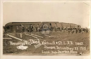 Dawson MN 1917 Removing the Dead From a Train Wreck RPPC Photo Postcard COPY - Picture 1 of 2