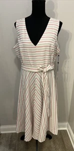 Tommy Hilfiger Sommerkleid gestreift ärmellos Gr. 16 Midikleid Fit and Flare V-Ausschnitt - Bild 1 von 7
