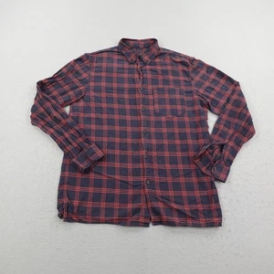 APC Shirt Mens Medium Blue Red Plaid Brushed Twill Flannel Button Up Lightweight - Picture 1 of 9