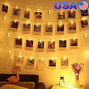 Fairy LED Photo Clip String Lights Warm White Indoor Outdoor Christmas Decor New - Picture 1 of 17