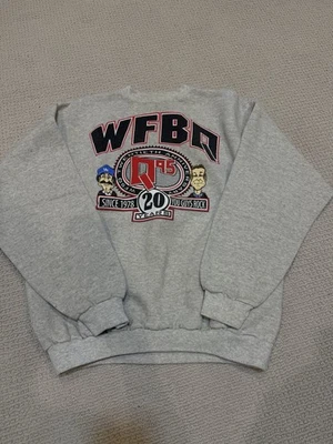 Vintage WFBQ Bob & Tom Grey Sweatshirt Size XL Made USA Q95 Indiana Logo 7 Men - Image 1 of 4