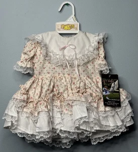 Abito vintage Lidl Dollys ragazza 13-15 libbre pizzo con volant a fiori sfilata senza pantaloncini - Foto 1 di 8