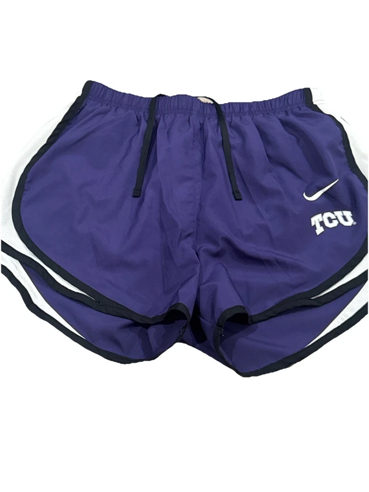 Shorts Nike Drifit feminino TCU com chifres roxos e brancos - Imagem 1 de 1