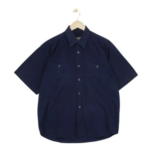 Vintage Camel Utility Shirt Mens Size L Blue Travel Line Short Sleeve - Picture 1 of 15