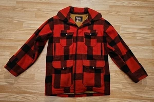 Vintage 50s Woolrich Wool Mackinaw Jacket 505 Buffalo Plaid Hunting Size 40 - Picture 1 of 12