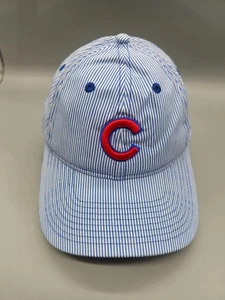Chicago CUBS Hat Cap Womens Blue & White Pin Stripe NEW ERA 9TWENTY Adjustable - Picture 1 of 6