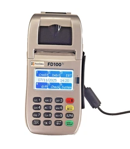 First Data FD100 TI Lettore Carte di Credito Terminale Ricevuta POS - Foto 1 di 5
