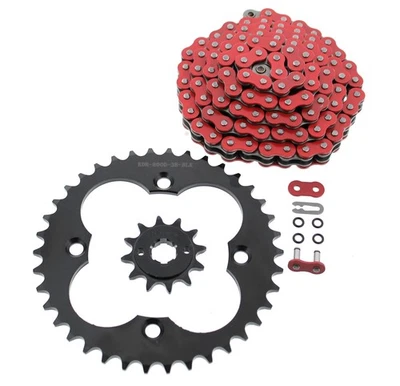 1986 1987 Honda FourTrax 250R TRX250R Red O-Ring Chain & Black Sprocket 12/38 - Image 1 of 2