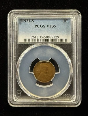 1931-S 1C Lincoln Key Date PCGS VF35 #482 - Image 1 of 4
