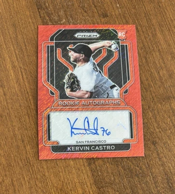 Kervin Castro 2022 Prizm Red Shimmer Rookie Auto RA-KC Yankees Giants Cubs /7 RC - Image 1 of 2