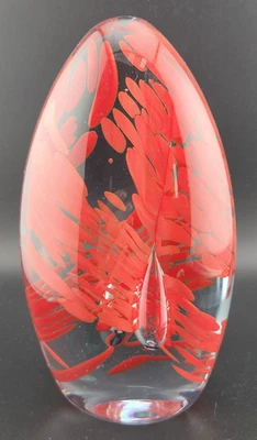 Vidrio opalescente Kokomo 6" rojo controlado burbuja estudio arte papel peso escultura Foto 1 de 4