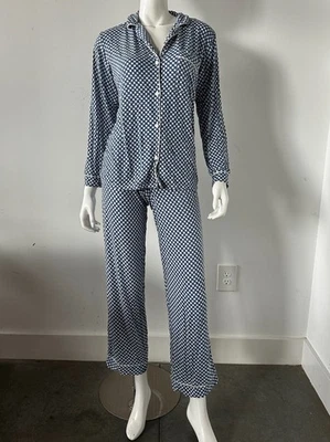Eberjey Pajamas Size XS Blue White Printed Modal Pants Shirt - Image 1 of 4