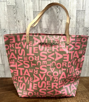 NWOT Victoria Secret Pink Tote Bag Purse Leather Handle All Over Print RARE - Image 1 of 4
