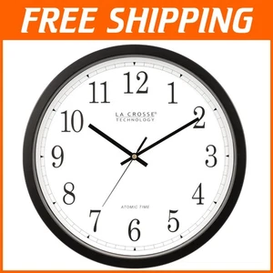 14-Inch Analog Atomic Wall Clock in Black - Durable & Stylishfor Every Room - Picture 1 of 8