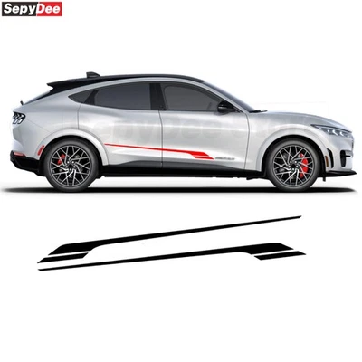 Calcomanía de vinilo adhesiva de faldón a rayas laterales de puerta de coche para Ford Mustang Mach-E Foto 1 de 4