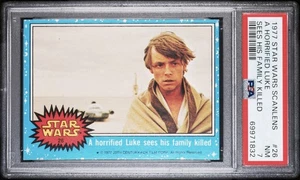 1977 Star Wars Scanlens #26 Luke Skywalker Rookie PSA 7 NM-MINT POP 2 !!! - Bild 1 von 2