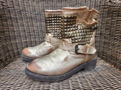 (E086 911) Bottes/bottines biker ASH à clous – coloris bronze doré – T. 39 - Photo 1/4