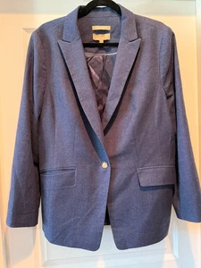 Blazer Talbots Lana 1 Botón Tejido en Italia Elástico Talla 16 Azul - Imagen 1 de 4
