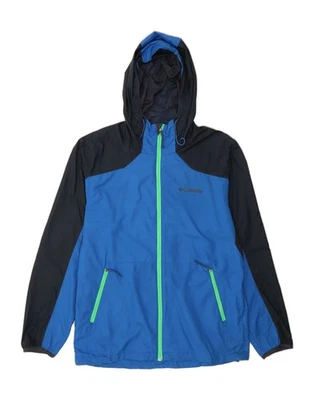 COLUMBIA Mens Hooded Rain Jacket UK 38 Medium Blue Colourblock Polyester AU03 - Image 1 of 3