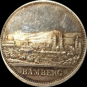 Medalla Bamberg Unc 1840 City View plata dorada Alemania muy rara estado alemán - Imagen 1 de 10