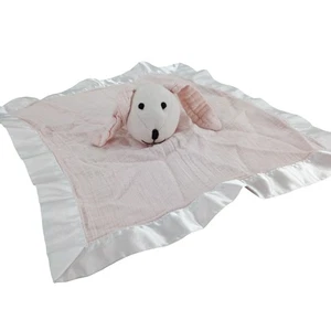 Aden & Anais Pink Bunny Rabbit Muslin Satin Edge Lovie Lovey Baby Blanket - Picture 1 of 6