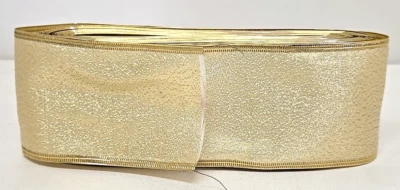 Gold Sheer Ribbon Wedding Decor Christmas Holiday Party Present Wrapping Bow 2.5 - image 1 of 4