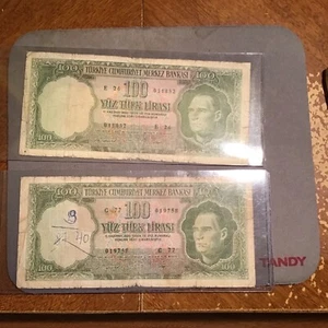 Türkei Banknoten L1930 100,00 Liralar 5 Emesyon 6.Tertip Seri.E.26.G.77. 2.Pec. - Bild 1 von 5