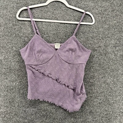 Women Tank Top Size M Purple Lace Babydoll Cami Sleeveless 90s Asymmetrical Boho - Image 1 of 4