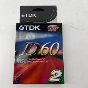 TDK D-60 High Output/Low Noise Type I Audio Cassette Tapes Sealed 2 pack - Picture 1 of 2