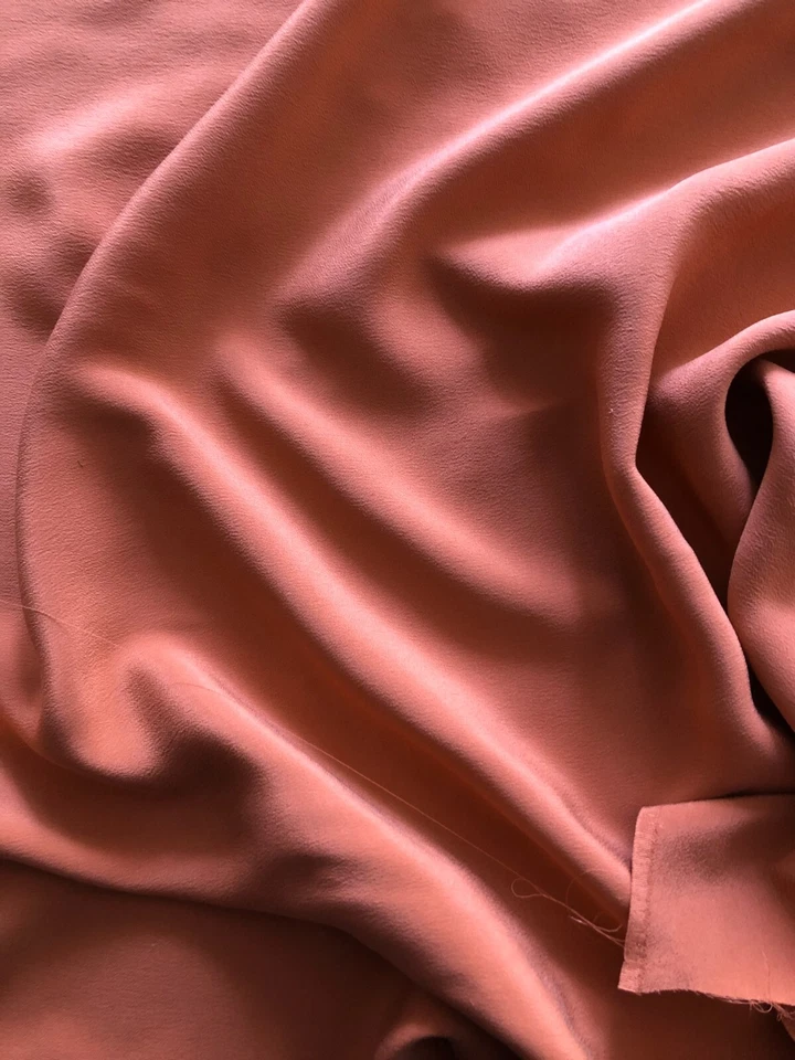 Heavy silk crepe, 38 mm, 107 cms, terracotta, sold by half a meter - Image 1 of 1