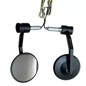 Lenkerendenspiegel Set für Motorradlenker mit LED Blinker +Schrumpfschlauchset - Bild 1 von 4