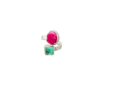 Moda Positano Gioielli - Collezione Zaffiro - Anello Ag925 con Rubino e Smeraldo - Immagine 1 di 4