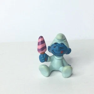 Vintage Smurf # 20206Baby with Icecream Blue 1985 PEYO Schleich PVC Figure 80s - Picture 1 of 10
