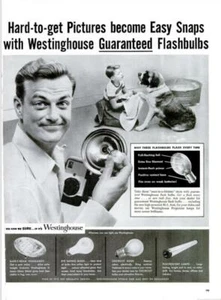 1955 Westinghouse PRINT AD Flashbirnen Glühbirnen Scheinwerfer Bernhardiner - Bild 1 von 1