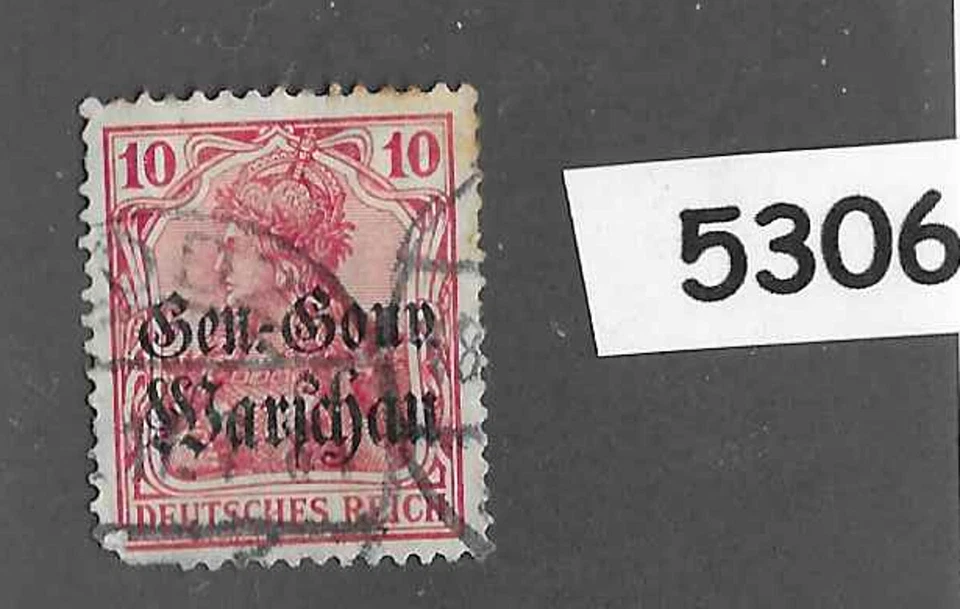 #5306 Polonia Scott #N10 sello usado ocupación Alemania durante la Primera Guerra Mundial sobreimpreso Foto 1 de 1