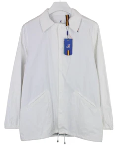 K-WAY Raoul Jersey Jacket Men's MEDIUM Snap Button Polo Collar White Thin - Picture 1 of 12