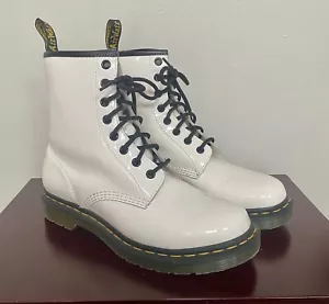 Stivali da combattimento Dr Doc Martens da donna taglia 9 scarpe stringate in pelle bianca - Foto 1 di 9