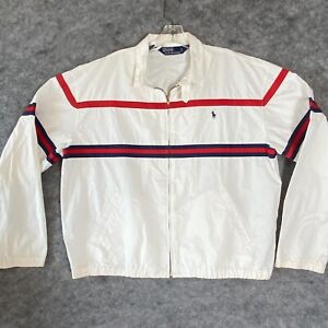 Vintage Ralph Lauren Harrington Jacket Size L 90s Y2k White Red Blue Stripe