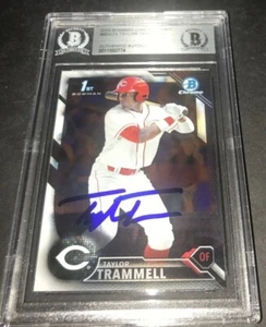 Taylor Trammell Padres SIGNED 2016 BOWMAN DRAFT CHROME BECKETT CERTIFIED i - Picture 1 of 1