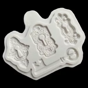Silicone Vintage Antique Locks Key Mold Mould Fondant Sugarcraft DIY Clay Resin - Foto 1 di 3