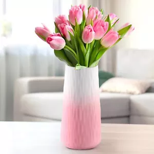 Vase - Pink Ceramic Home Decor Vase, 8 inch Large Vase for Modern Centerpieces - Picture 1 of 8
