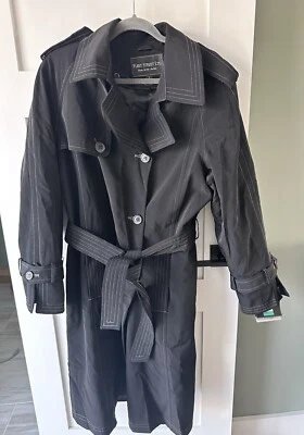 New Tags Women’s Fleet Street Black Long Trench Removable Liner Belted Size 16 - Image 1 of 4