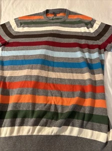 Suéter vintage antiguo azul marino multicolor talla XL para hombre 💯 algodón mangas largas - Imagen 1 de 11