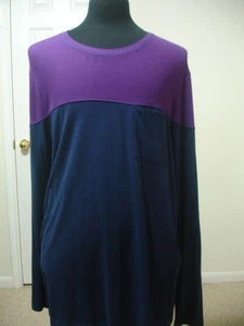 New PERRY ELLIS Men's Designer Knit T Shirt Grape Royal Very Berry XXL $49 L/S - Picture 1 of 6