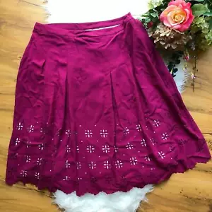 Cato Wine Fuschia Laser Cut Layered A-Line Skirt Womens 14 Work Casual Dress - Picture 1 of 5