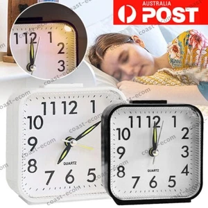 Quartz Alarm Clock With Night Light No Tick Snooze Silent Small Bedside Clocks - Picture 1 of 19