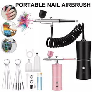 Rechargeable Airbrush Compressor Kit Portable Handheld Nail Air Brush Spray Gun - Picture 1 of 17