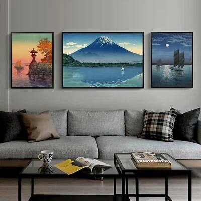Póster de lienzo de seda arte paisaje pintura japonesa Ukiyoe decoración de pared sin marco S386 Foto 1 de 4